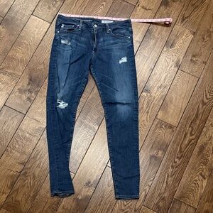 Ag Adriano Goldschmied Dark Blue Skinny Distressed Jeans size 30